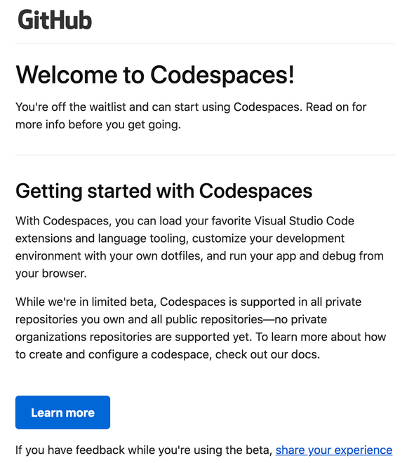 codespaces email codespaces email